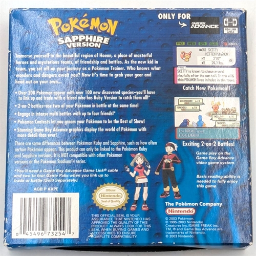 Pokemon Sapphire - (USA) - Complete In Box - Gameboy Advance (B Grade) (Used)